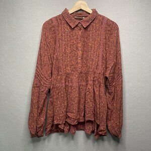 Lucky Brand Women's Floral Popover Blouse S